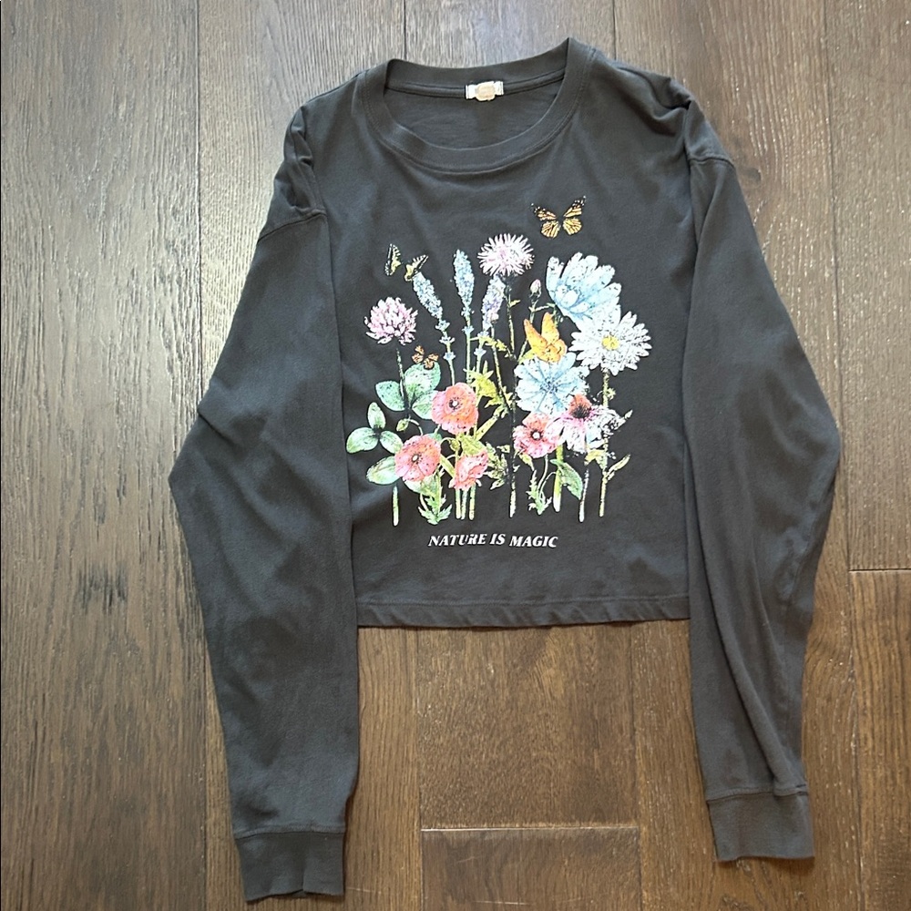 Floral Nature Graphic Sweatshirt Womens XS To S